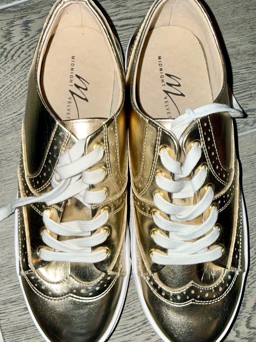Midnight Velvet Gold Metallic Lace-Up Women’s Sneakers